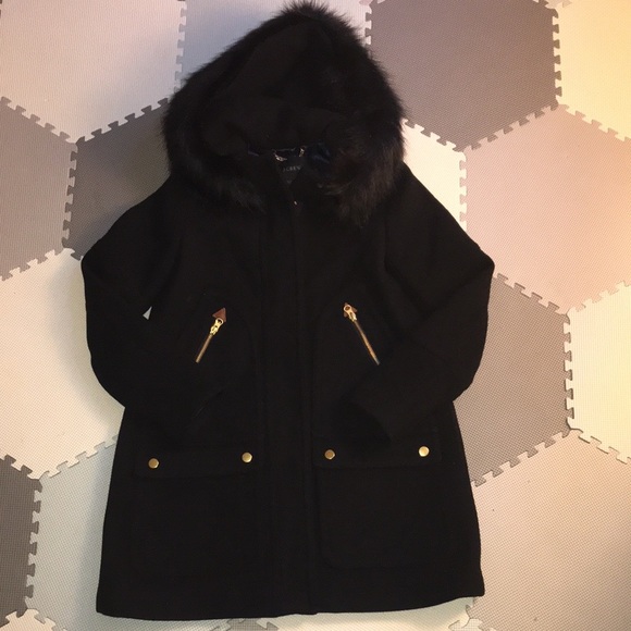 New J. Crew Chateau Parka Italian Wool Stadium Cloth Black Coat Jacket Outerwear - Picture 9 of 15